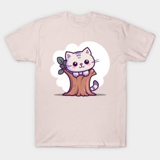 Kitten in a Tree Trunk T-Shirt